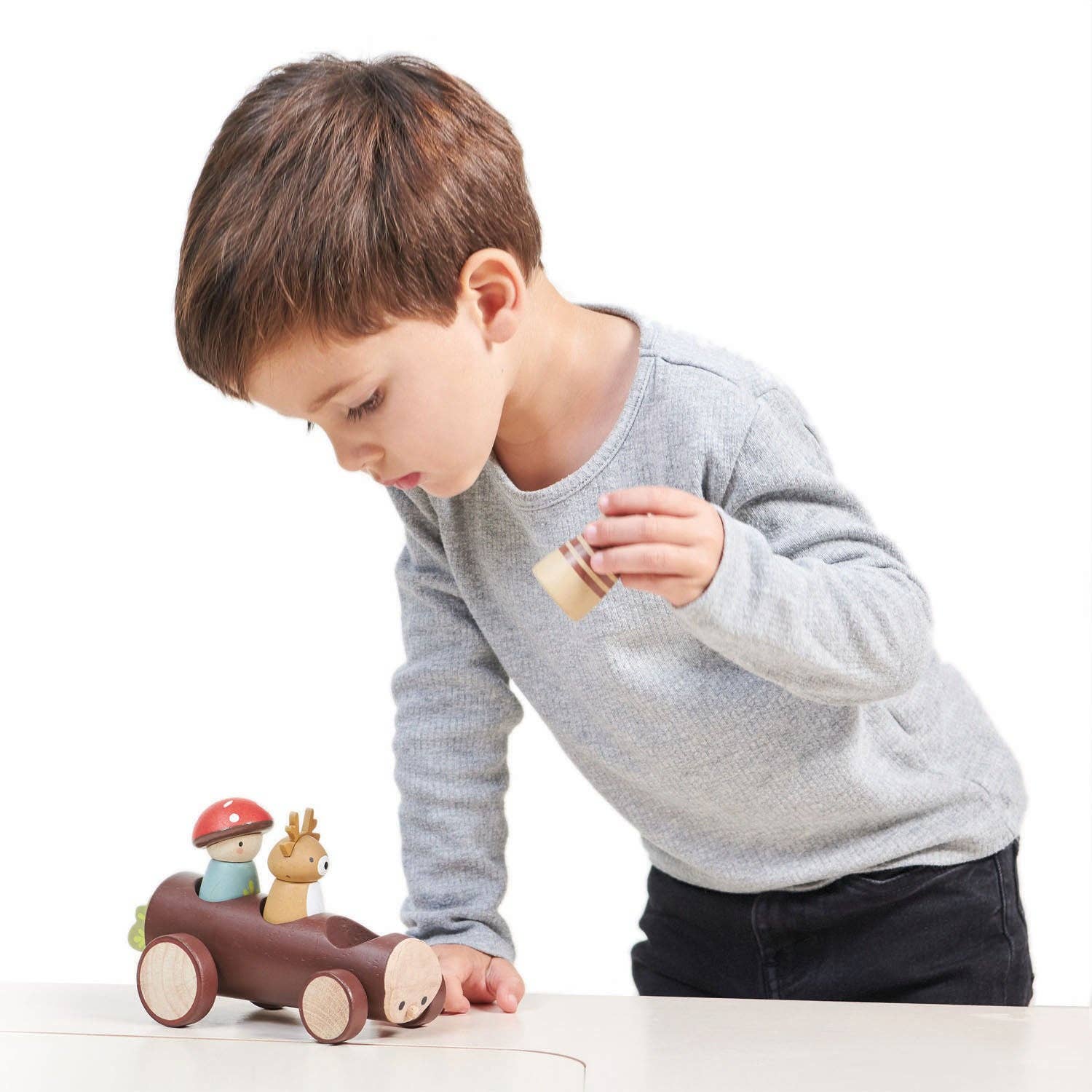 Wooden Timber Taxi Toy Car
