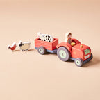 Wooden Tractor & Animal Trailer Toy
