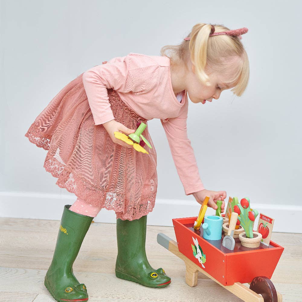 Wooden Garden Wheelbarrow Set