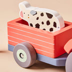 Wooden Tractor & Animal Trailer Toy