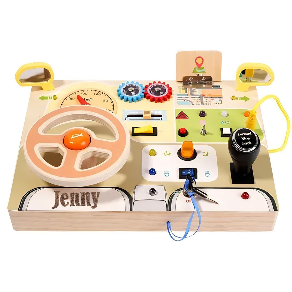 Wooden Driving Steering Wheel Busy Board