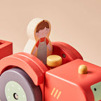 Wooden Tractor & Animal Trailer Toy