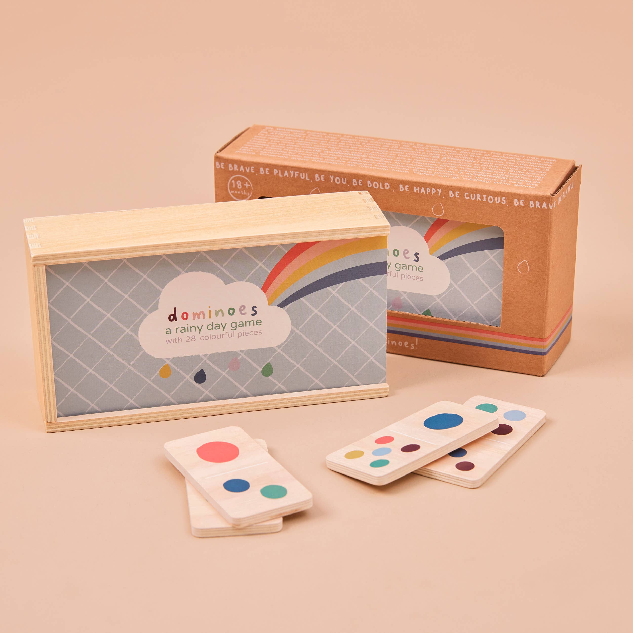 Wooden Dominoes Set - Rainbow