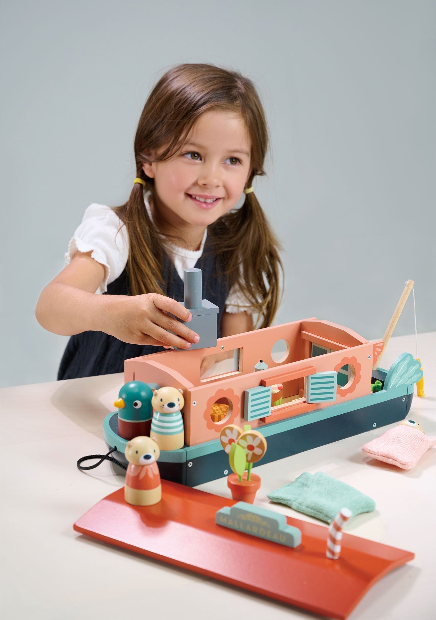 Wooden Canal Boat Toy