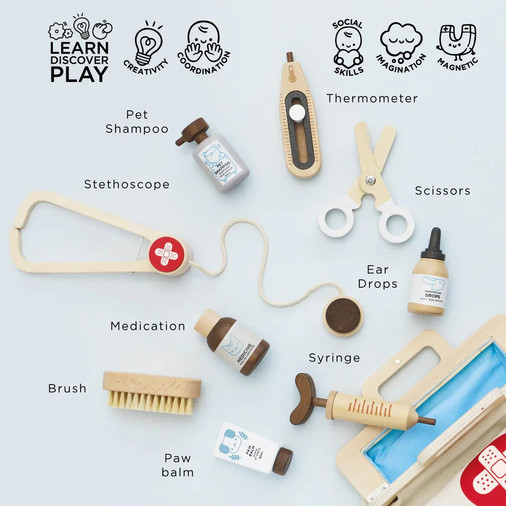 Wooden Animal Vet Set