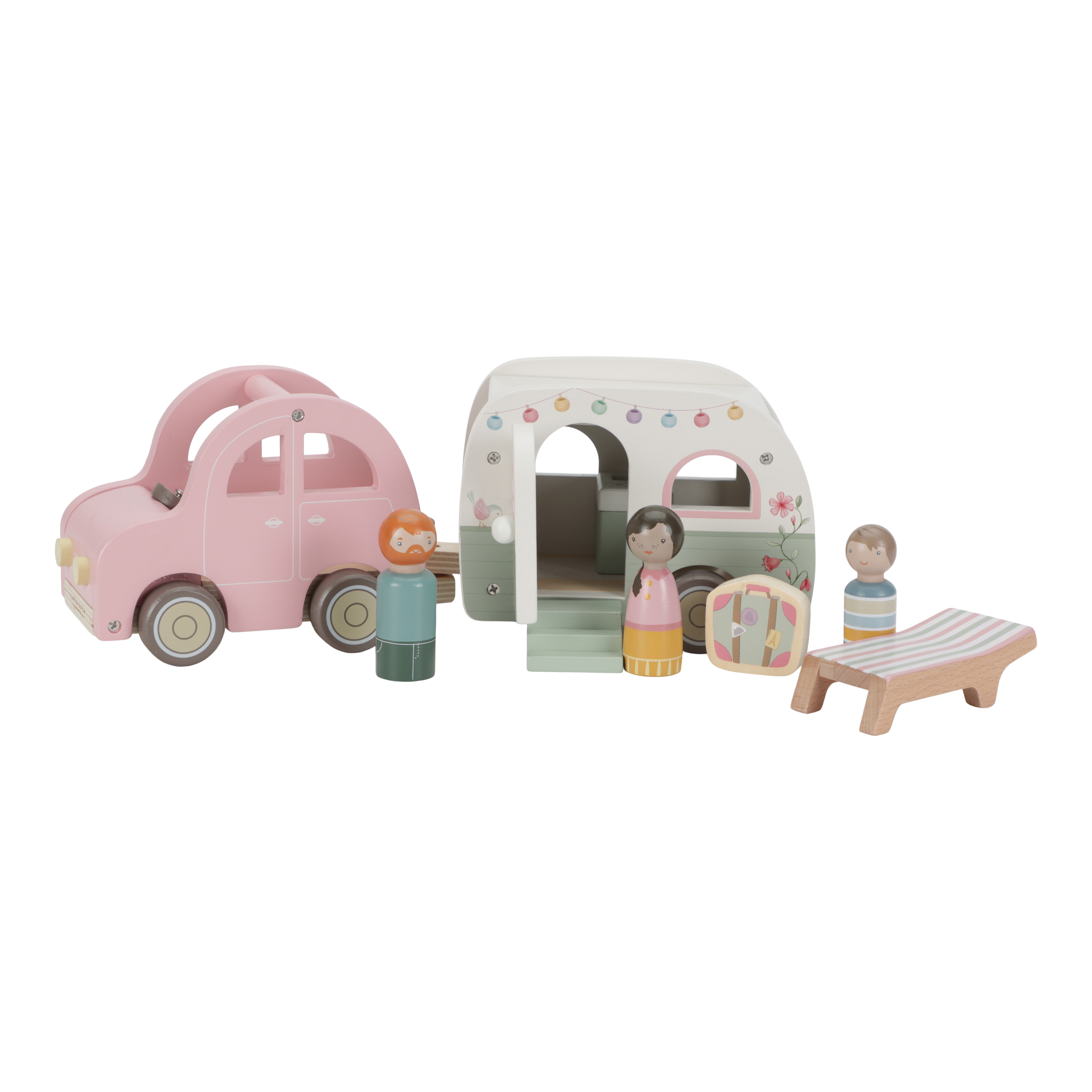 Wooden Toy Car with Caravan