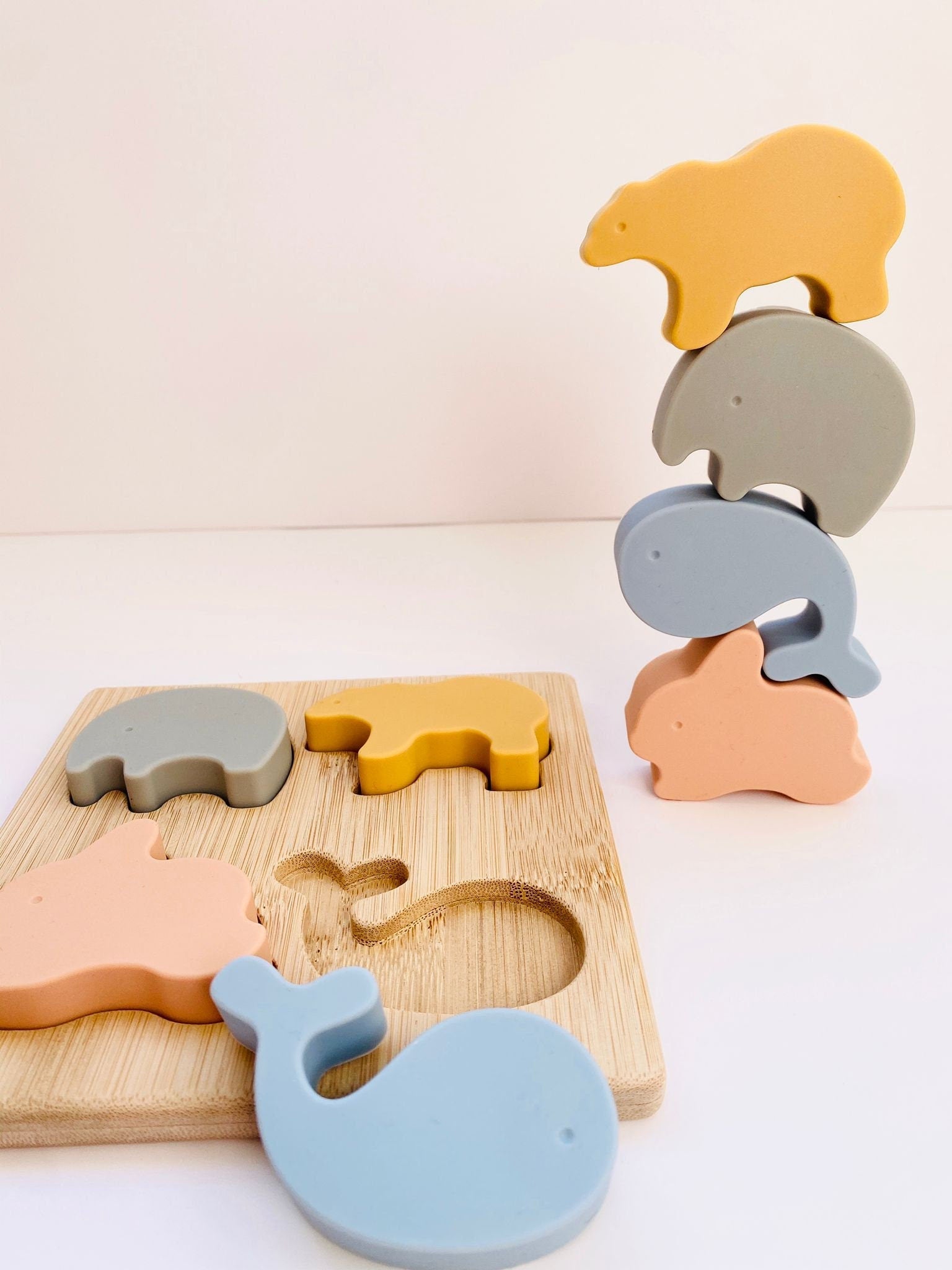 Silicone and Wood Animal Puzzle