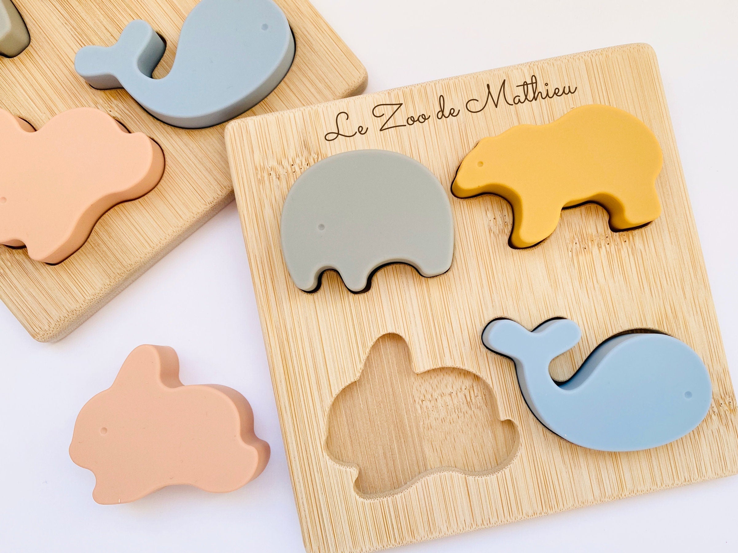 Silicone and Wood Animal Puzzle