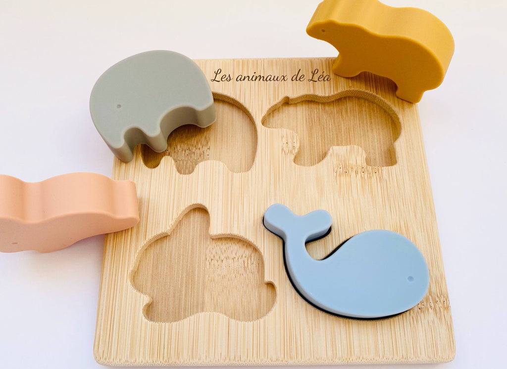 Silicone and Wood Animal Puzzle
