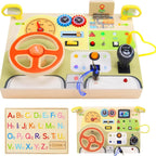 Wooden Driving Steering Wheel Busy Board