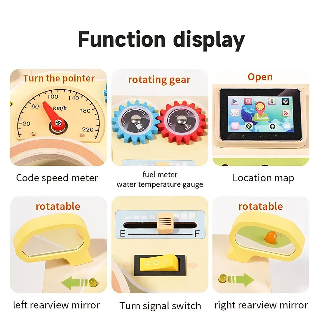 Wooden Driving Steering Wheel Busy Board
