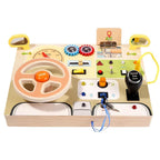 Wooden Driving Steering Wheel Busy Board