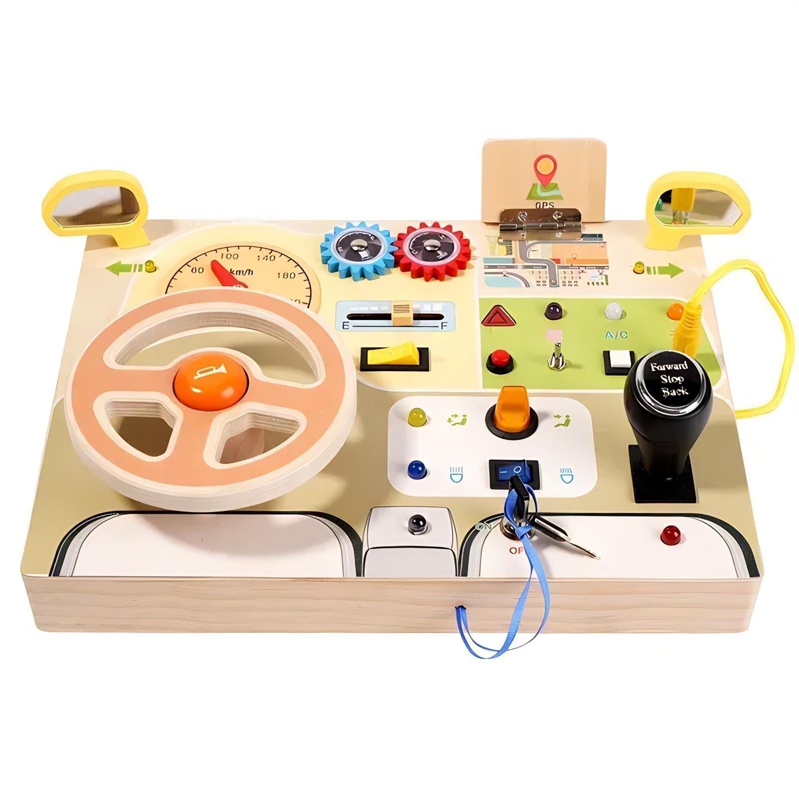 Wooden Driving Steering Wheel Busy Board