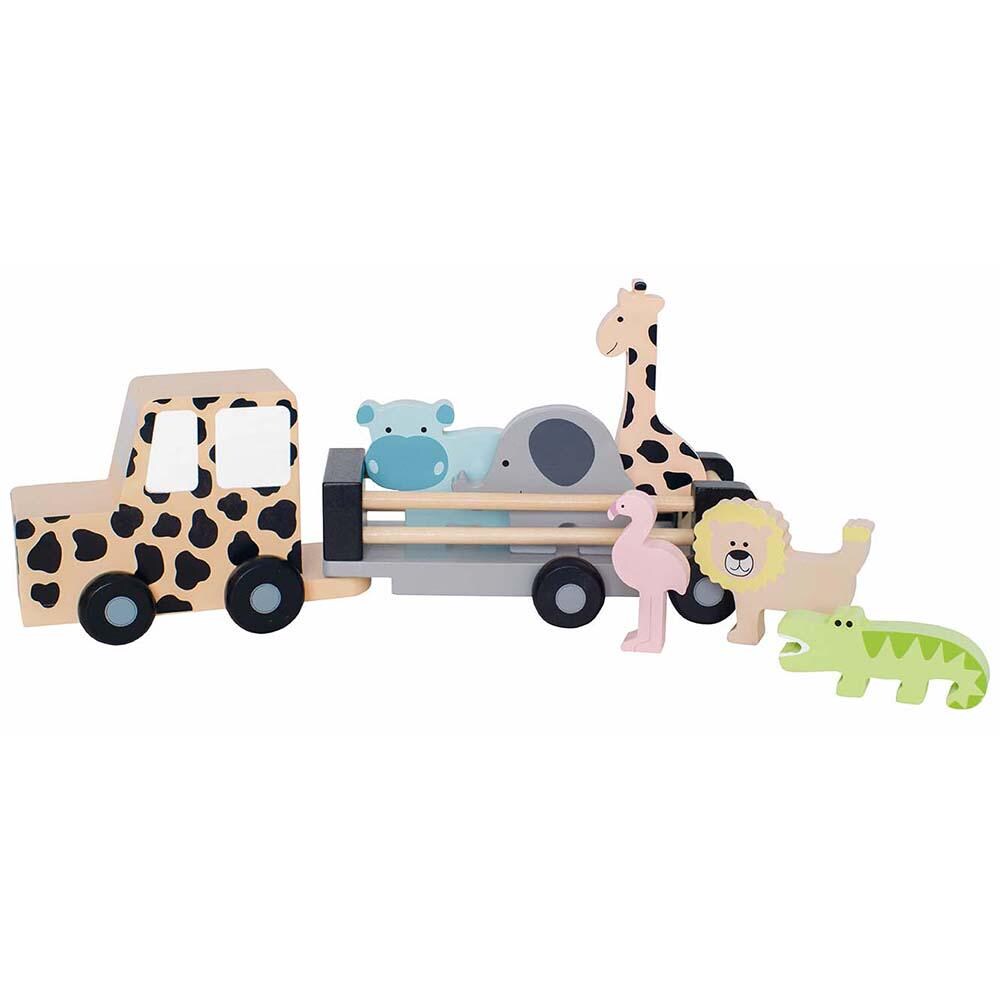 Wooden Jeep Safari & Animal Set