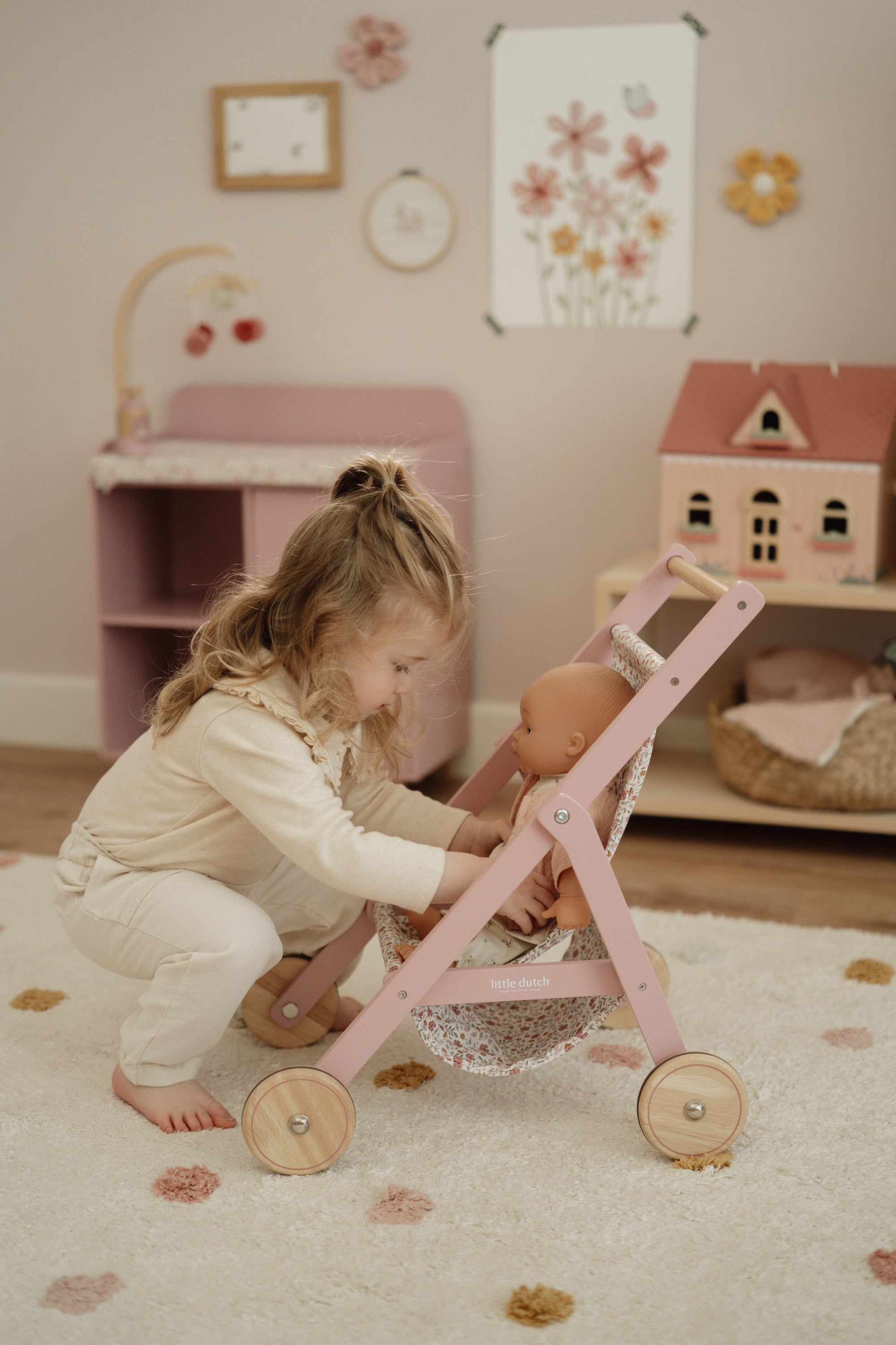 Wooden Doll Stroller