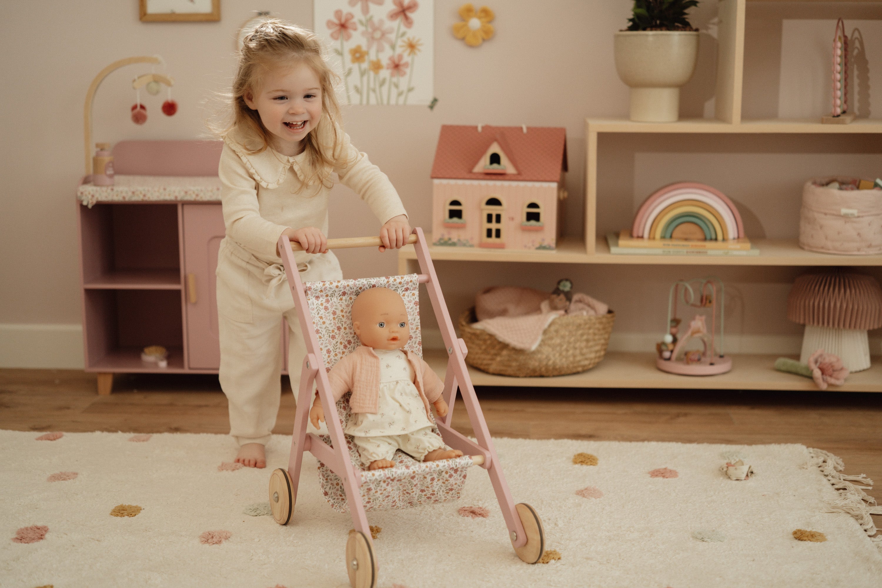 Wooden Doll Stroller