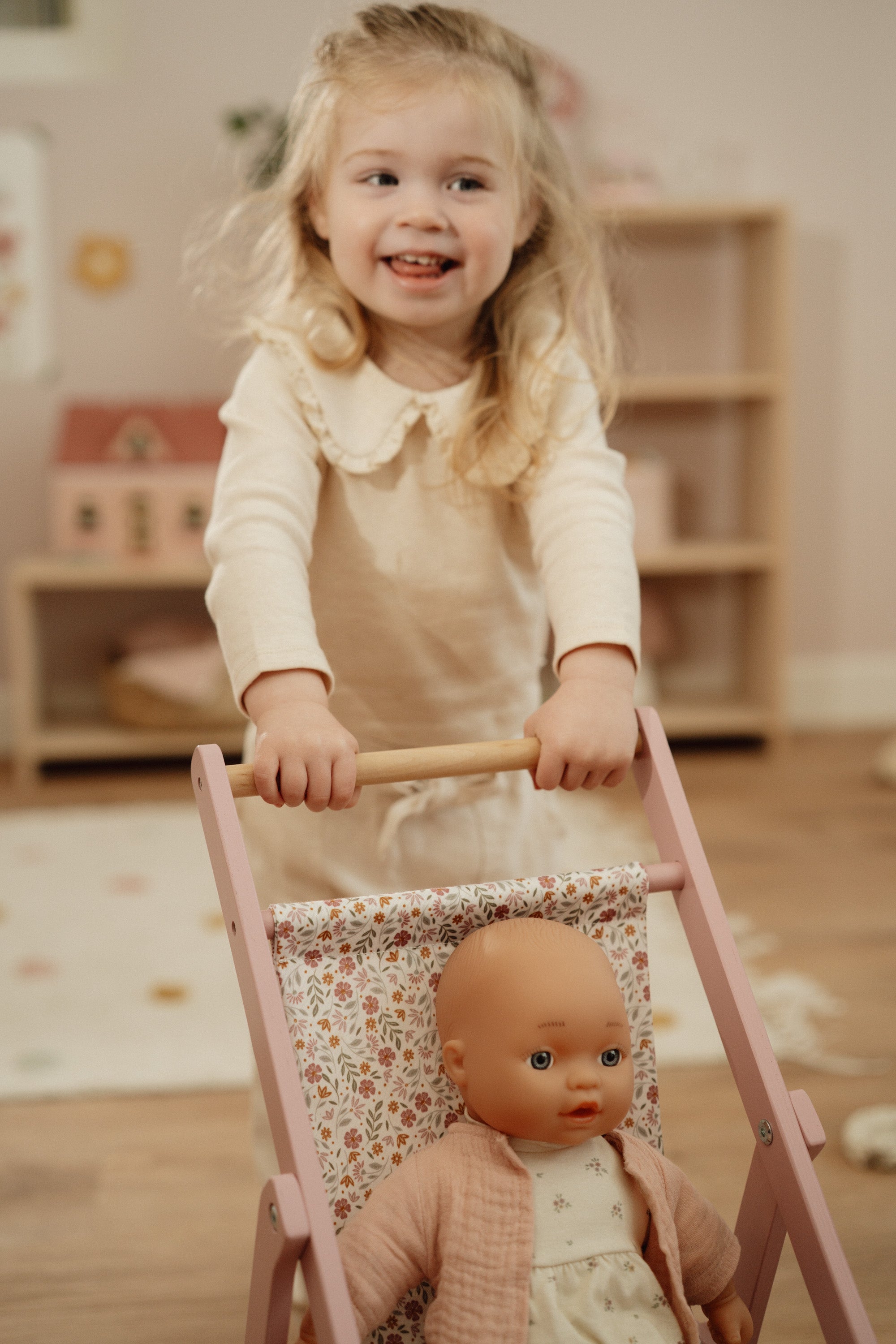 Wooden Doll Stroller