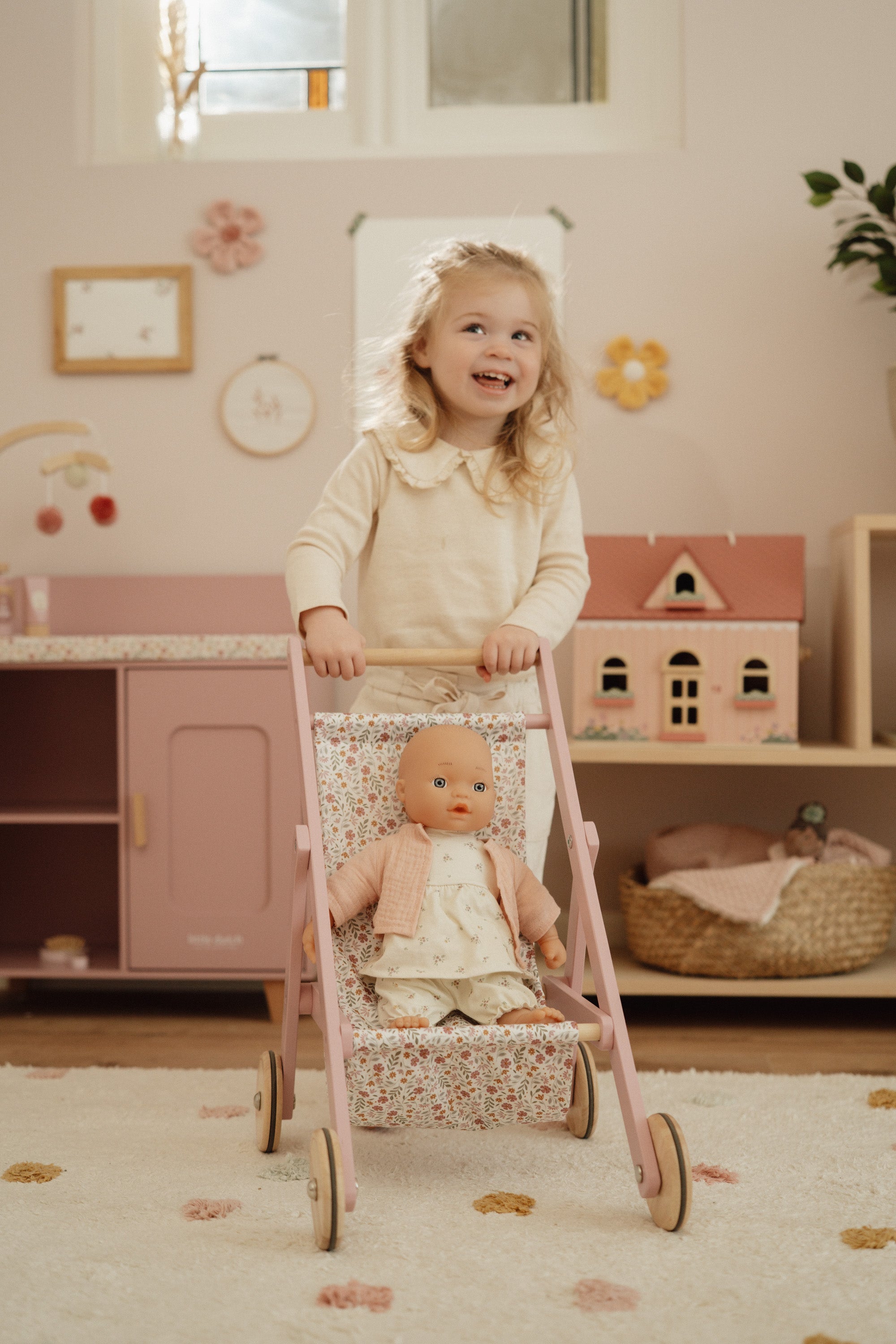 Wooden Doll Stroller